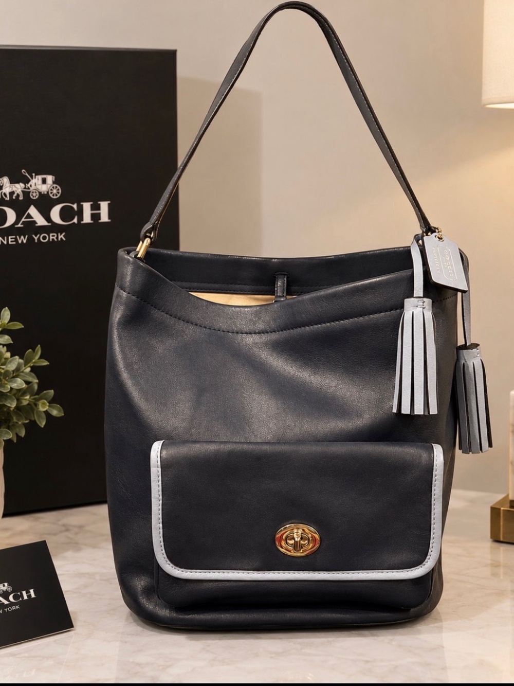 Coach Legacy Archival Leather Blue Bucket Bag